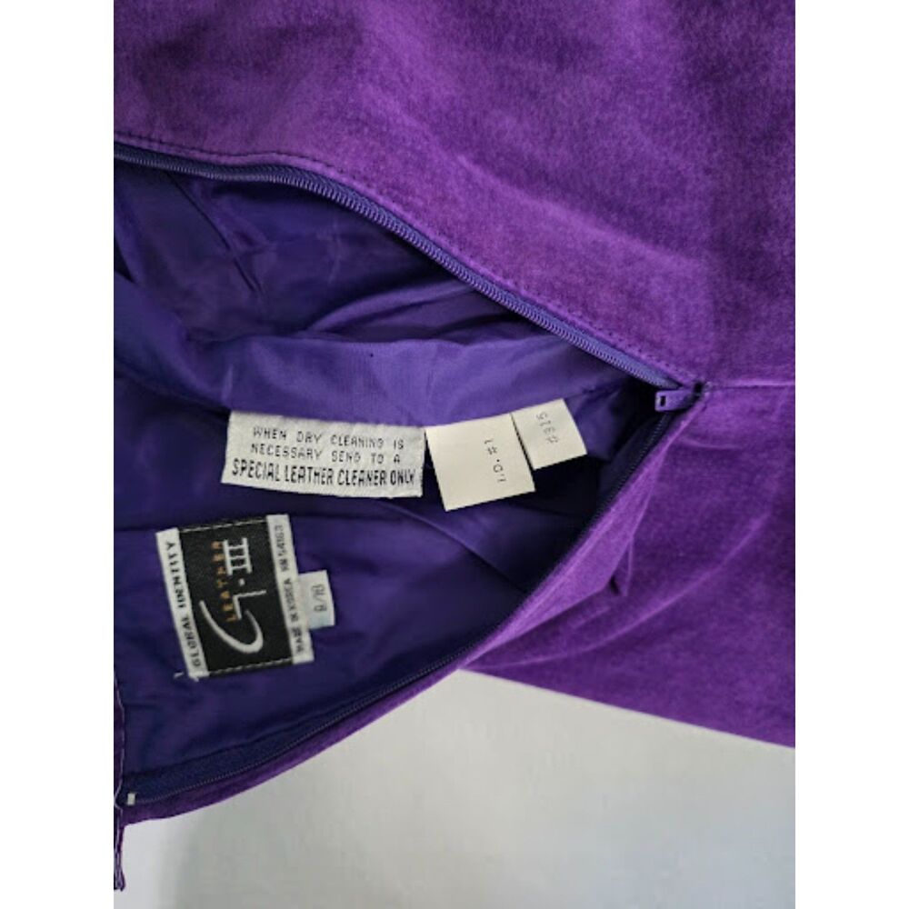 Vintage 90s G-III Global Identity Purple Suede Leather Pencil Skirt Womens 9/10 - Picture 7 of 8